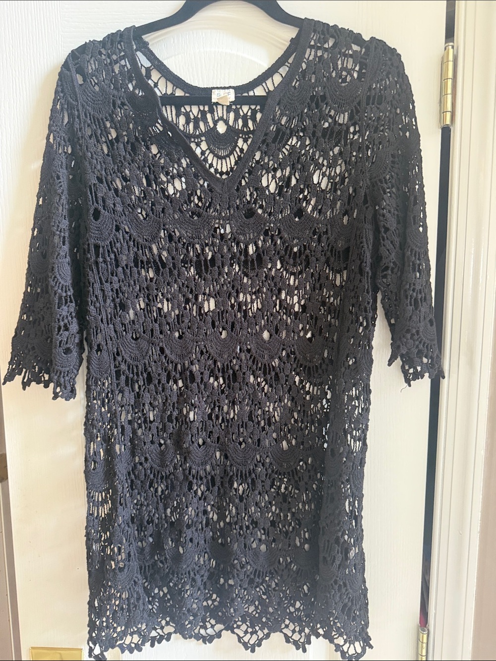 Surf Gypsy Black Crochet V-Neck Tunic